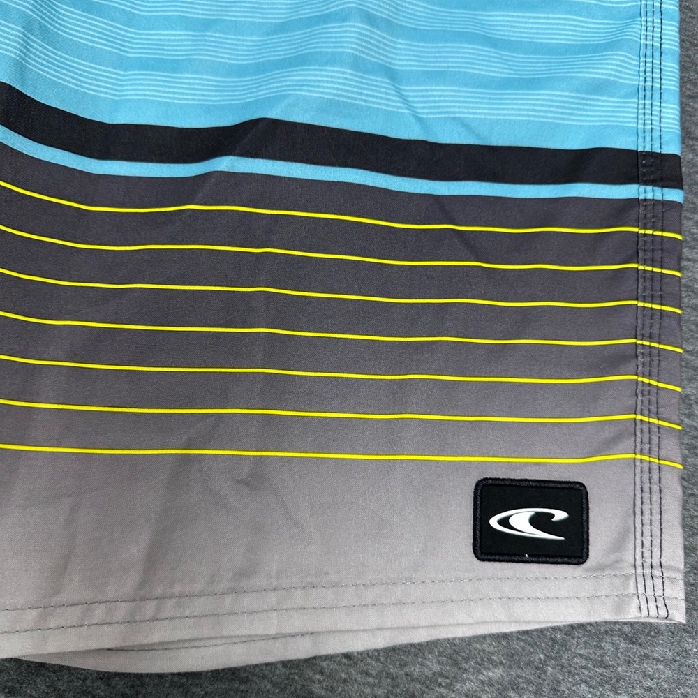 O'Neill Hybrid Swim Black Blue Trunks Striped Board‎ Shorts Beach Surf Size 32 - Picture 11 of 12